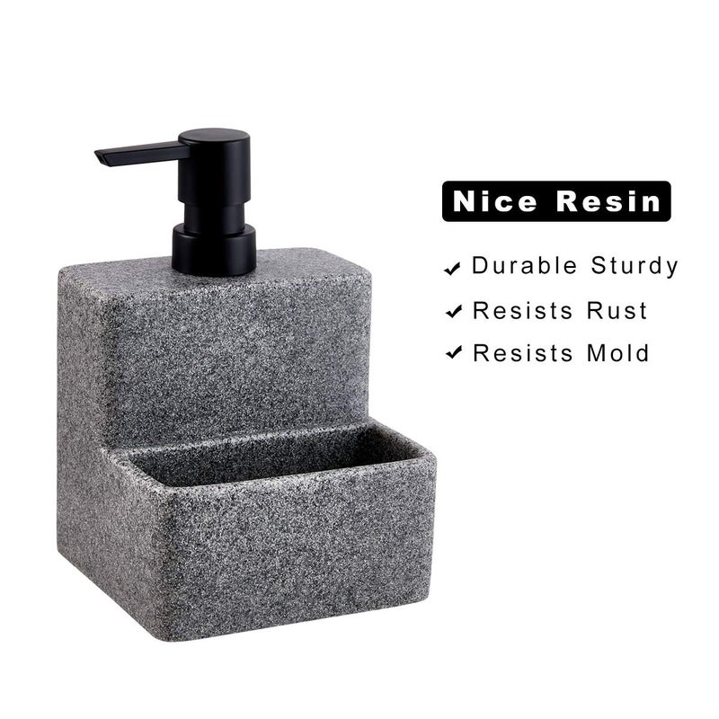 zccz Soap Dispenser with Sponge Holder, Liquid Hand and Dish Soap Dispenser Pump Bottle and Sponge Holder 2 in 1 for Kitchen Sink Bathroom Counter Storage and Organization Black Marble Look - Image 5